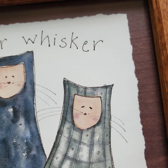 Annette Fish wooden framed print 3 cats "Mom! her whisker is touching me" - Picture 6 of 11